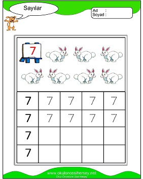 okul öncesi 1 sayısı çizgi çalışması